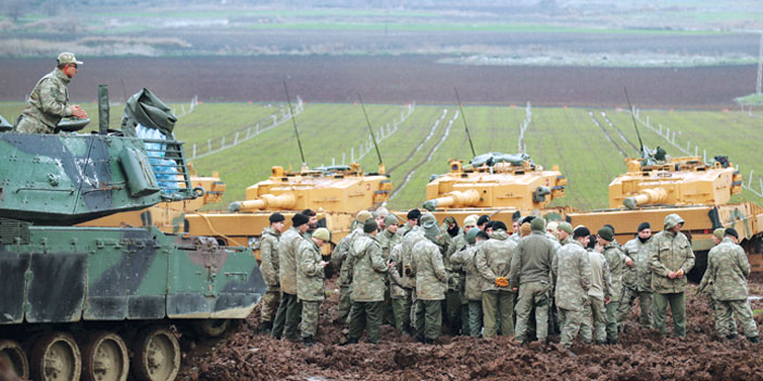 انتشار واسع لقوات الجيش التركي على الحدود السورية  مع تأزم الموقف في عفرين