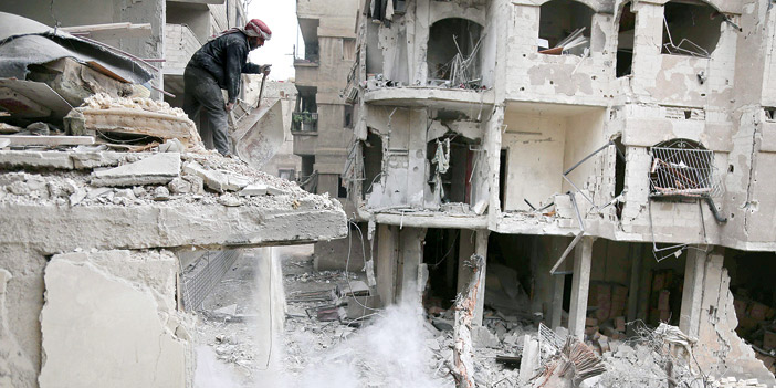   آثار الدمار الذي خلفه القصف الهمجي لقوات النظام على الغوطة