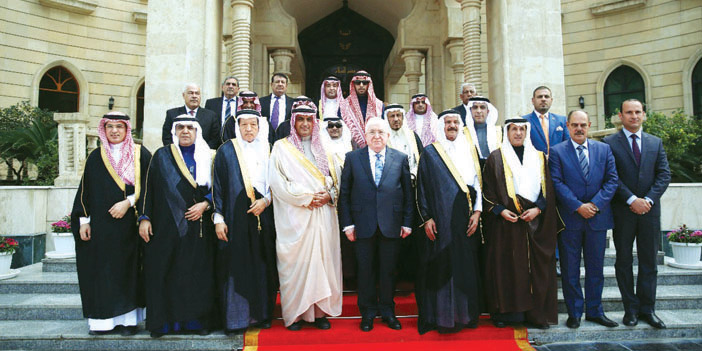   لقطة جماعية للوفد الإعلامي السعودي مع الرئيس العراقي