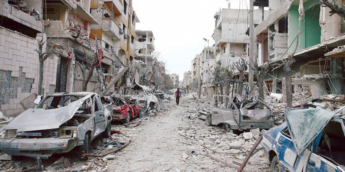  البنية التحتية لبلدات الغوطة الشرقية مدمرة من جراء قصف النظام