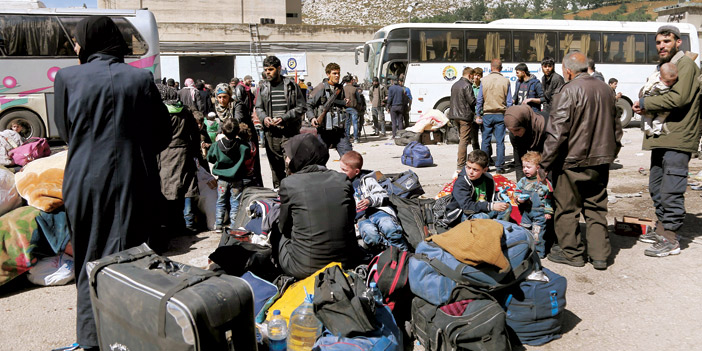   عملية إجلاء أهالي الغوطة من بلداتهم من قبل النظام