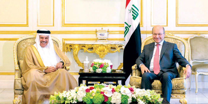 الرئيس ‏العراقي خلال استقباله د. الزياني