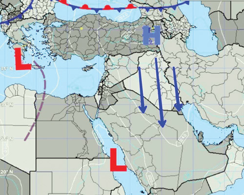 كتلة هوائية دافئة تؤثر على الأجواء 