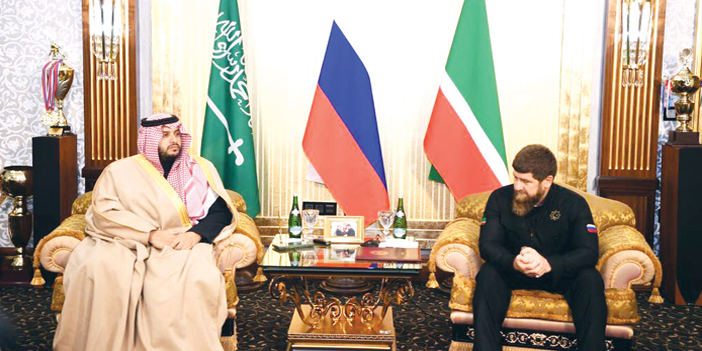  الرئيس الشيشاني مستقبلا الأمير تركي بن محمد بن فهد