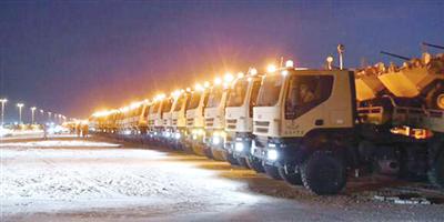 معنويات عالية في رحلة آليات الحرس الوطني من الأحساء إلى الحد الجنوبي 