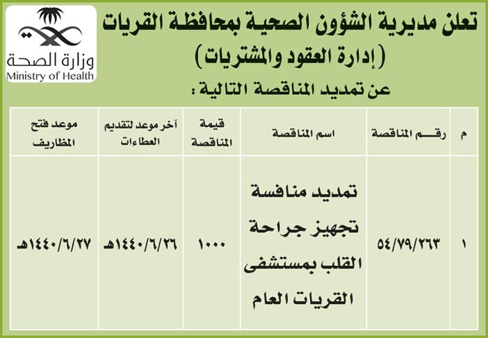 مناقصات حكومية (بناء - استئجار - هدم - نقل - صيانة - تشغيل - شراء – بيع) 