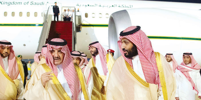  ولي العهد لدى وصوله إلى المنطقة الشرقية