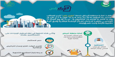 أمانة الرياض تطلق خدمة «فوري بلس» لإصدار الرخص الإنشائية 