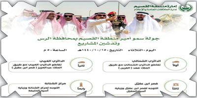 أمير منطقة القصيم يدشن عدداً من المشروعات في محافظة الرس 