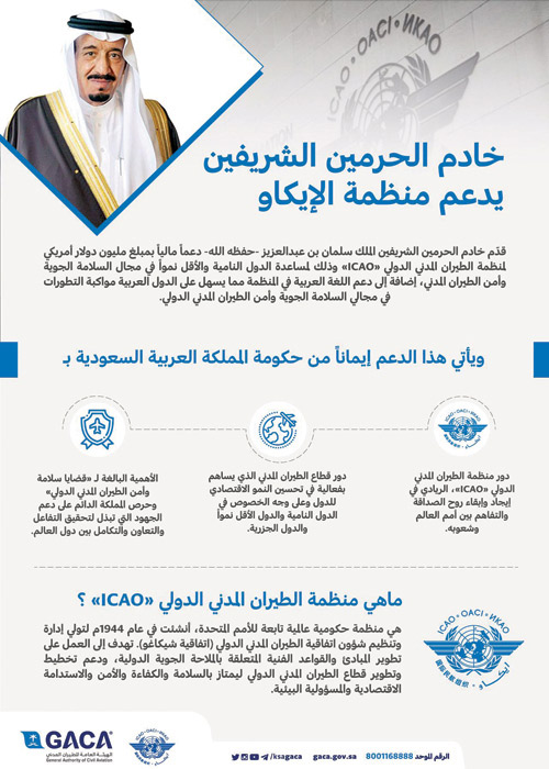 خادم الحرمين الشريفين يقدم دعمًا ماليّاً لمنظمة الإيكاو 