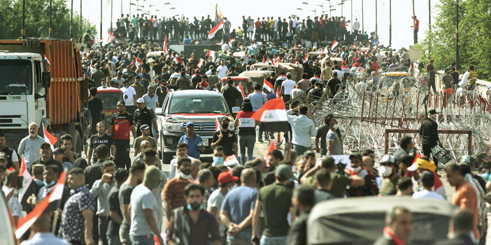 اعتصام في بغداد ورفض خطاب نصر الله في لبنان 