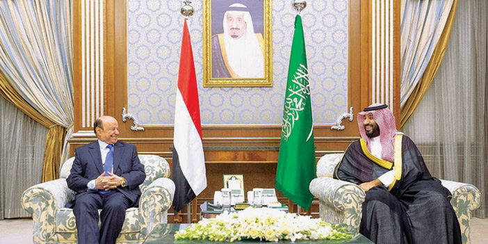  سمو ولي العهد خلال لقائه مع الرئيس اليمني