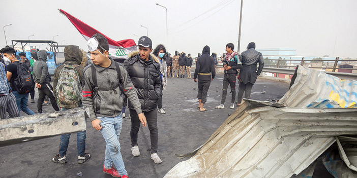  جانب من المظاهرات في بغداد.