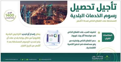 وزارة البلديات تعلن: تأجيل تحصيل رسوم الخدمات البلدية 