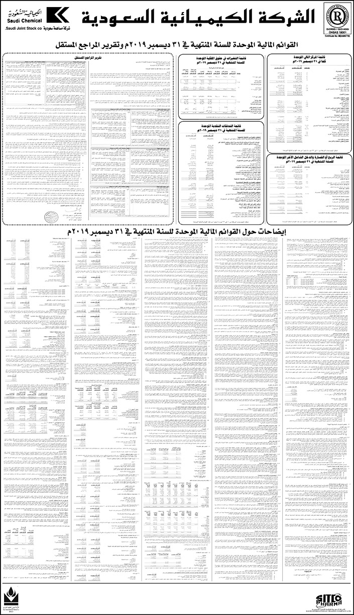 ميزانية الشركة الكيميائية السعودية 