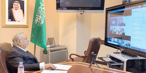 السفير المعلمي يشارك بالاجتماع الافتراضي للمجموعة العربية بالأمم المتحدة 