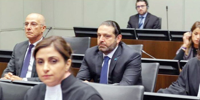  صورة من المحاكمة أثناء انعقادها ويبدو سعد الحريري