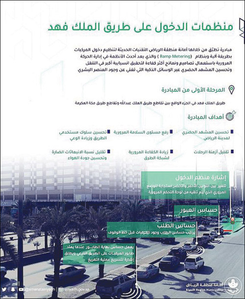 «أمانة الرياض»: تركيب منظمات الدخول الذكية على طريق الملك فهد 