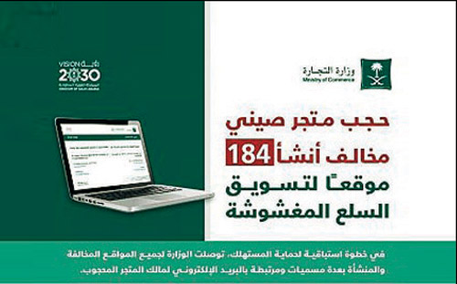 ضبط متجر أنشأ 184 موقعاً إلكترونياً لتسويق السلع المغشوشة 