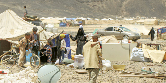  جانب من مخيمات اللاجئين في مأرب بعد قصف المليشيات الحوثية للمنطقة