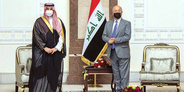  الرئيس العراقي خلال استقباله سمو نائب وزير الدفاع