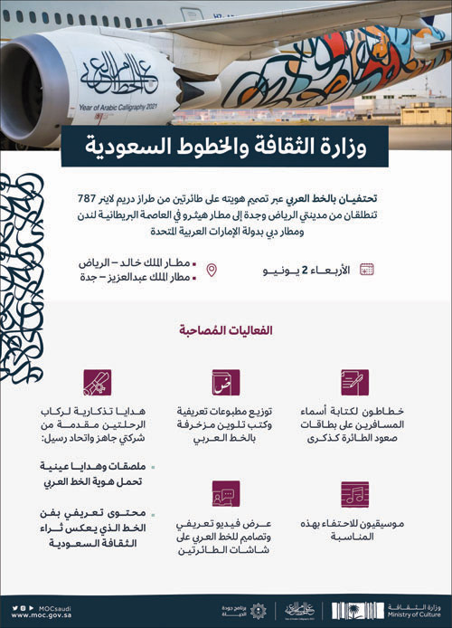 وزارة الثقافة و«الخطوط السعودية» تحتفيان بالخط العربي 