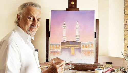  صاحب السمو الملكي الأمير خالد الفيصل يرسم لوحة لمكة