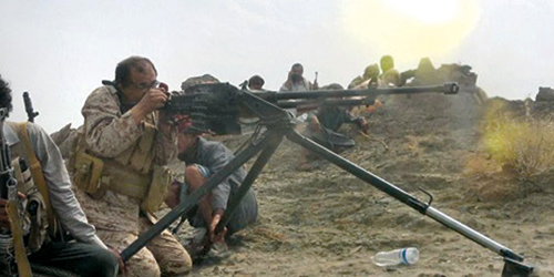  عناصر من الجيش اليمني في احدى الجبهات في مأرب