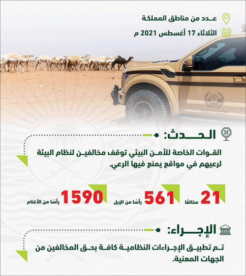 إيقاف (21) مخالفًا لنظام البيئة 