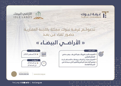 غرفة تبوك تنظم ورشة عمل تعريفية عن برنامج الأراضي البيضاء 