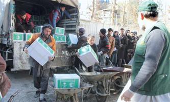 توزيع 24 طنًا من المساعدات المتنوِّعة في كابل الأفغانية 