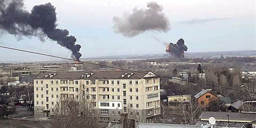  آثار القصف الروسي للعاصمة الأوكرانية كييف