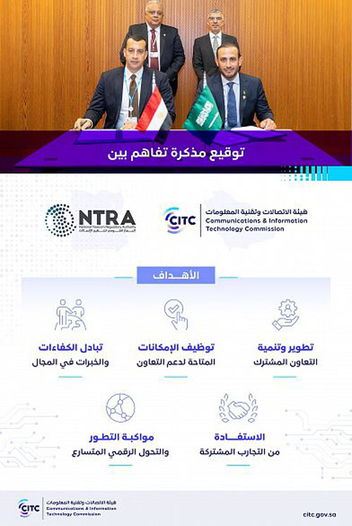 هيئة الاتصالات توقع مذكرة تفاهم مع الجهاز القومي المصري لتنظيم الاتصالات 