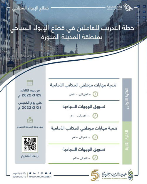 برنامج تدريبي للعاملين في قطاع الإيواء السياحي بالمدينة المنورة 