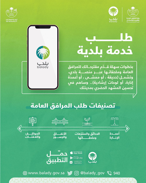 أمانة الطائف تتيح تقديم مقترحات المرافق العامة وملحقاتها 