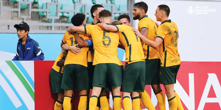 فرحة لاعبي المنتخب الاسترالي بالفوز