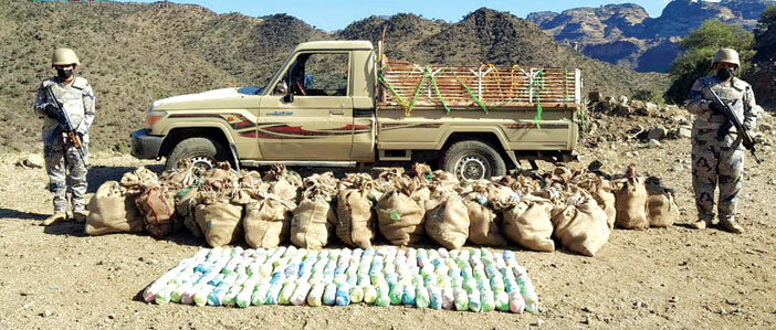 إحباط تهريب (68.7) طناً من القات و(1.5) طن من الحشيش 