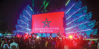 الاحتفالات تعم «البيت السعودي» في الدوحة احتفالاً بوصول المغرب لدور الثمانية 