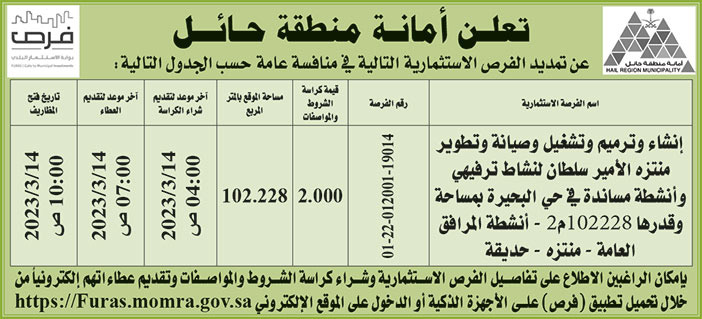 إعلان منطقة حائل 