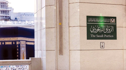 الانتهاء من تركيب اللوحات التعريفية بالرواق السعودي في المسجد الحرام 
