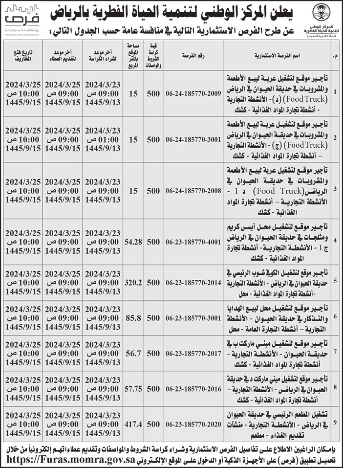 إعلان المركز الوطني لتنمية الحياة الفطرية بالرياض 