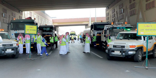  تنفيذ فرضية إغلاق نفق ميدان التوحيد ببريدة قبل الأمطار