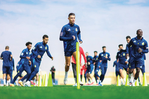 لقطة من تدريب النصر بمشاركة رونالدو