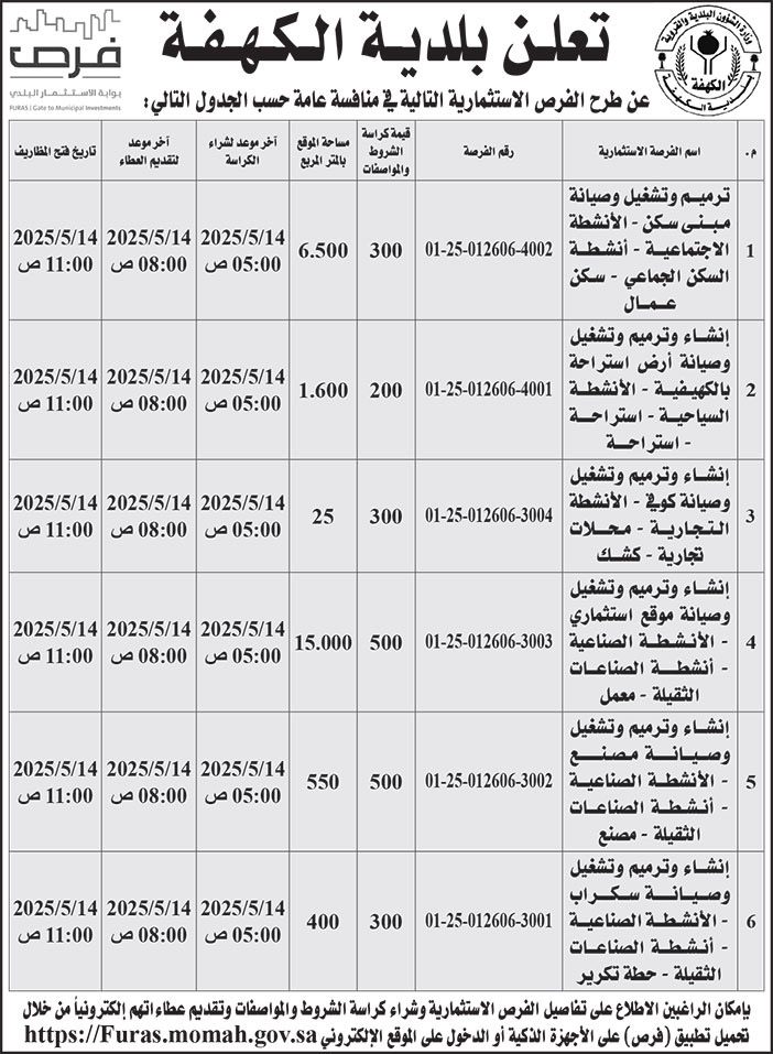 إعلان بلدية الكهفة 