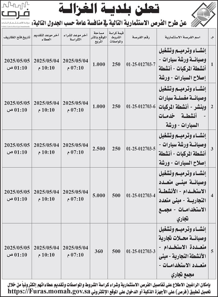 إعلان بلدية الغزالة 