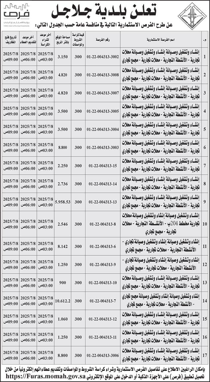 إعلان بلدية جلاجل 