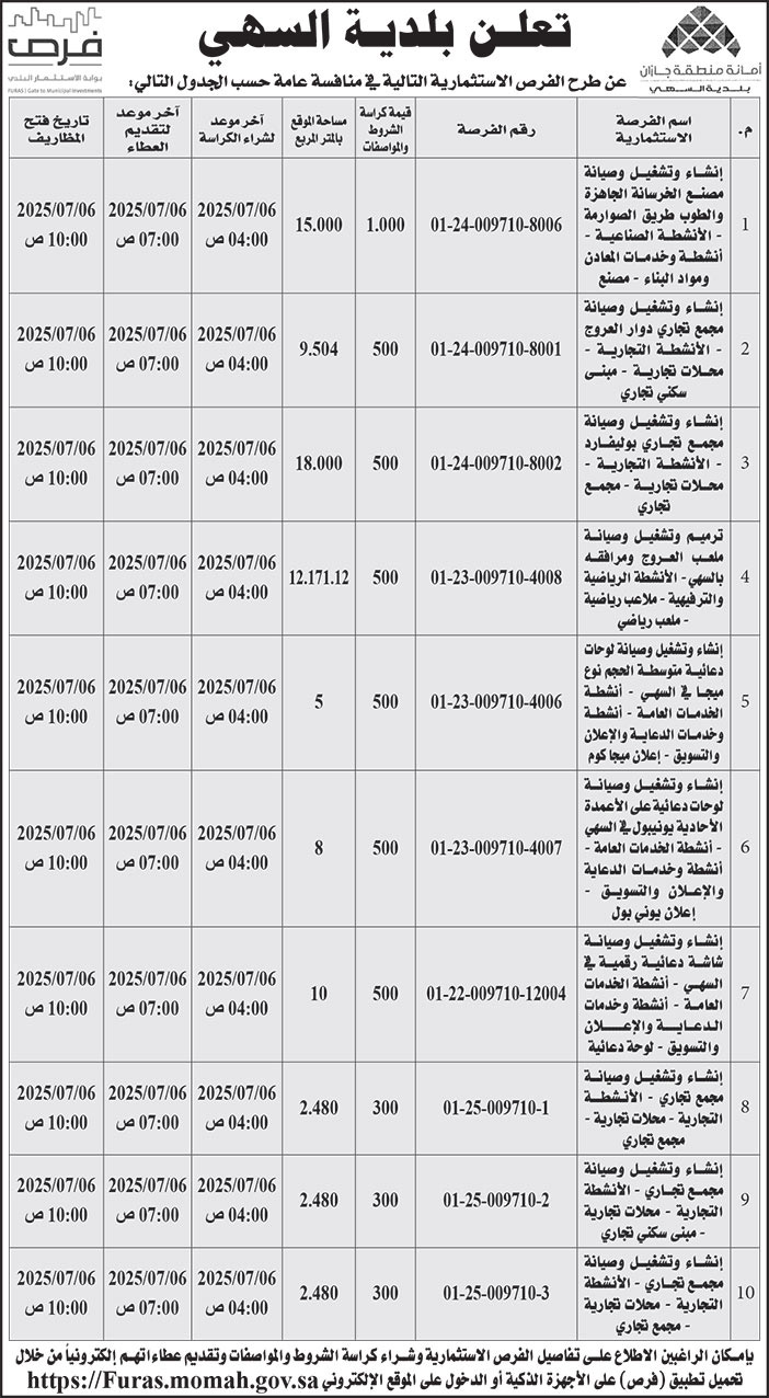 إعلان بلدية السهي 