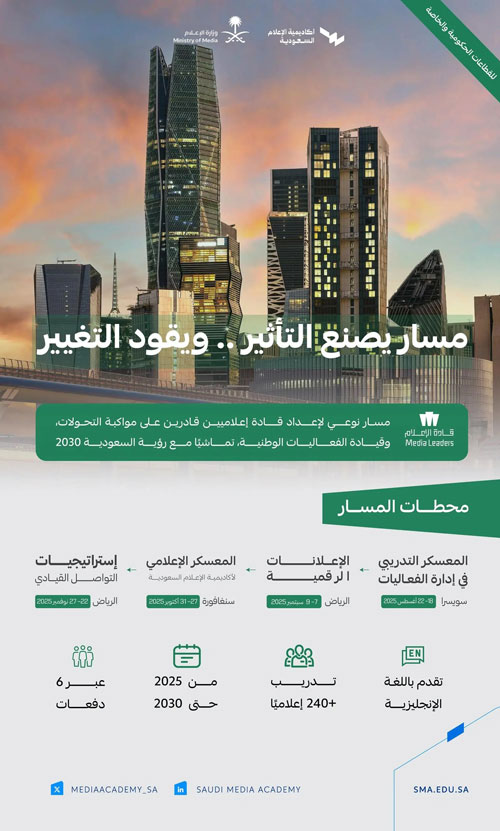 أكاديمية الإعلام السعودية تعلن مسار «قادة الإعلام» ضمن مساراتها التدريبية 