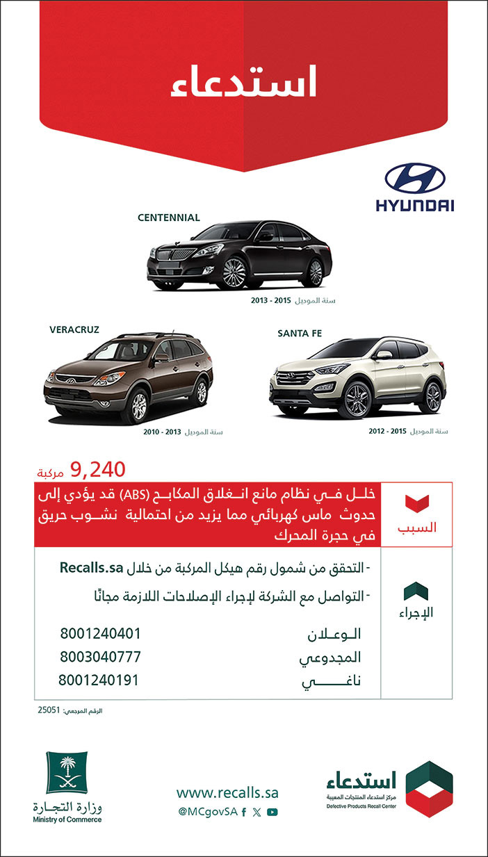 إعلان استدعاء سيارات هيونداي 