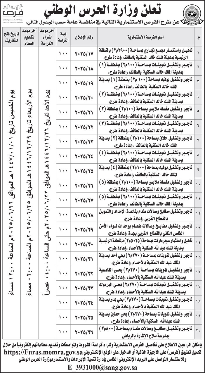 إعلان وزارة الحرس الوطني 